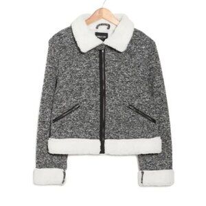 NWT OOKIE & LALA Women's Size S Faux Fur Shearling Heathered Jacket